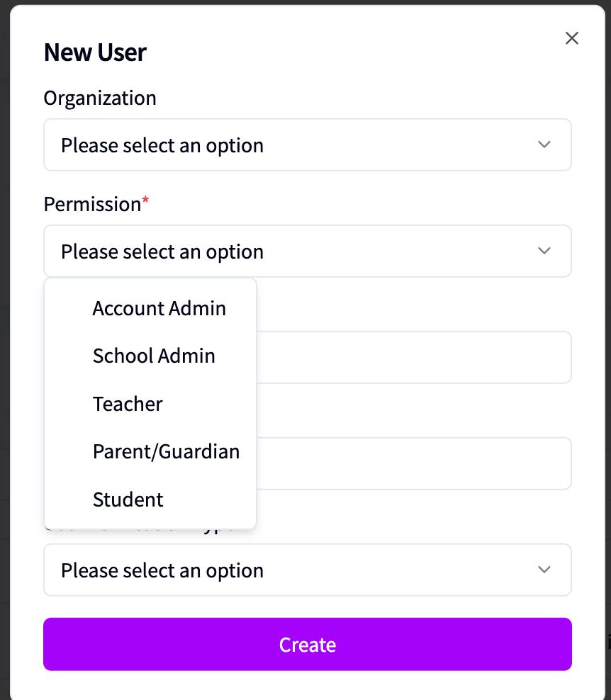 Permission options