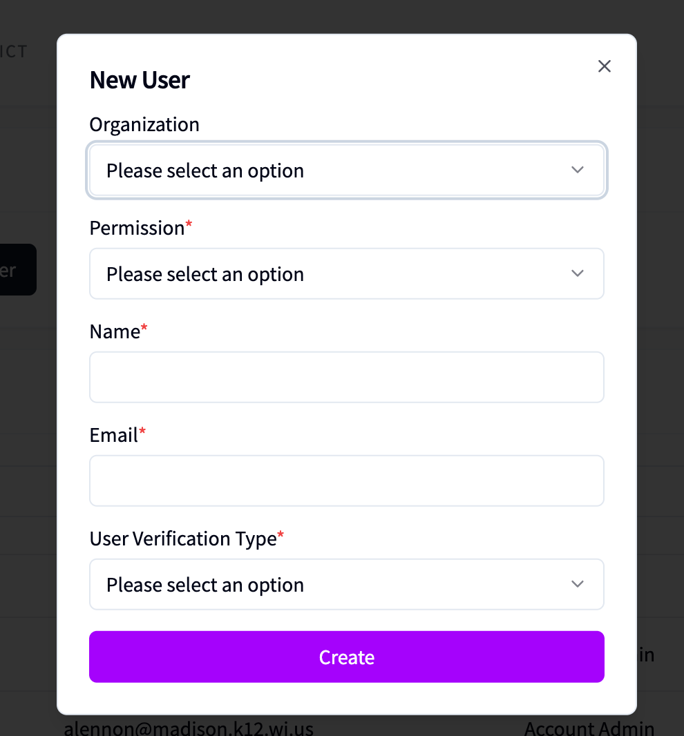 New User form